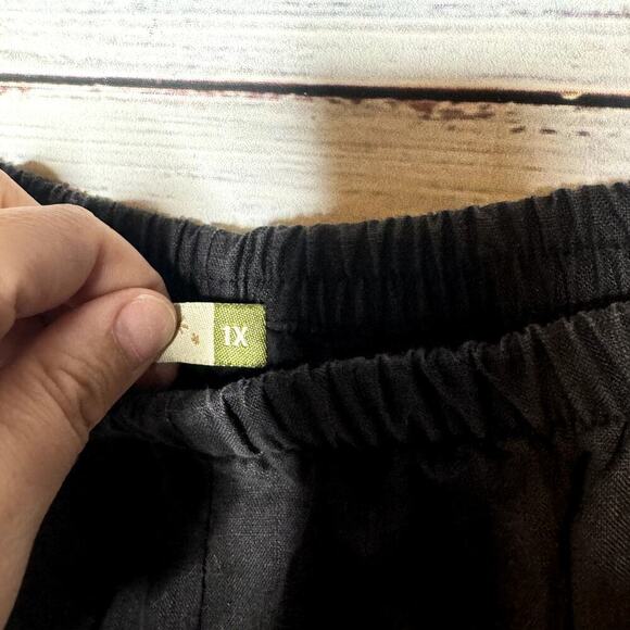 Chalet Black Crop 100% Linen Pants Lagenlook Womens 1x - Picture 2 of 4